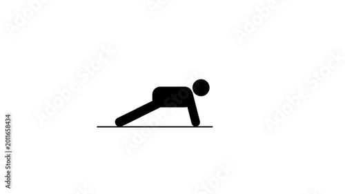 Waist Exercise Pictogram Animation. Minimal fitness pictogram animation with modern exercise icon.workout exercise, warm up pictogram men animation.