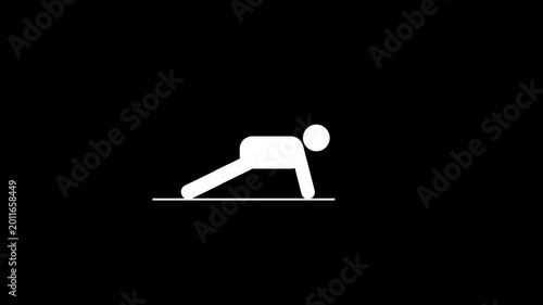 Waist Exercise Pictogram Animation. Minimal fitness pictogram animation with modern exercise icon.workout exercise, warm up pictogram men animation.