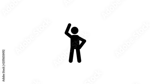Waist Exercise Pictogram Animation. Minimal fitness pictogram animation with modern exercise icon.workout exercise, warm up pictogram men animation.