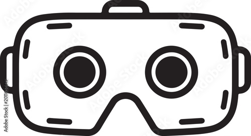 Virtual reality headset icon, VR goggles, futuristic tech symbol, black line art