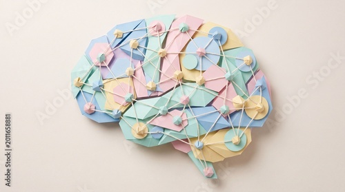 Papercraft Artificial Intelligence Neural Network Concept