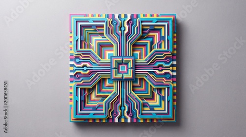 Papercraft Art Of A Futuristic Quantum Microchip