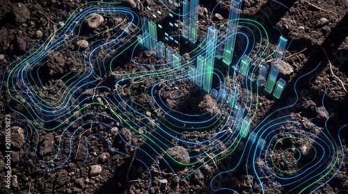 Abstract 3D Digital Topography Projecting from Soil