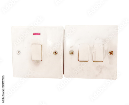 Electrical switch board panel with multiple switches and sockets illustration