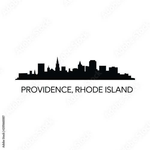 Fotografie Providence Rhode Island Skyline Silhouette on White Background