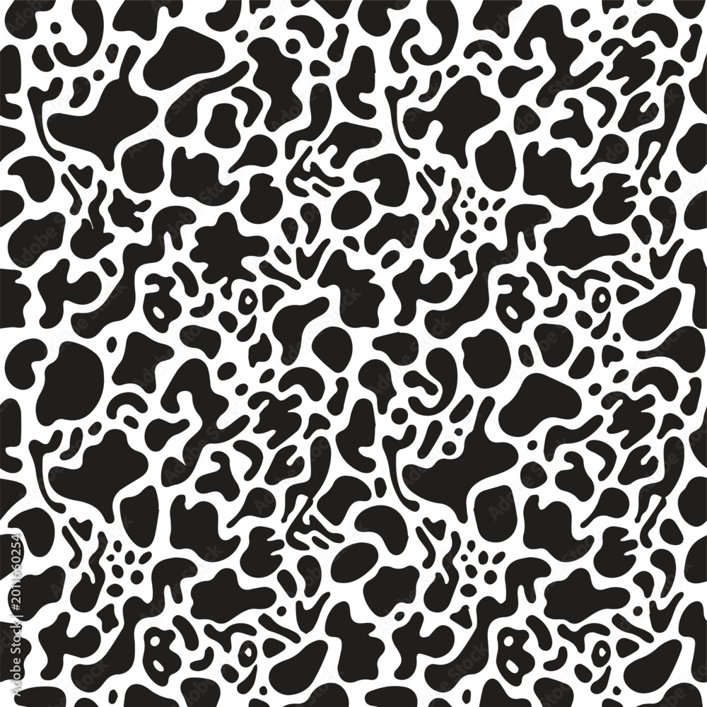 Fototapeta premium Leopard print pattern seamless black and white with animal print