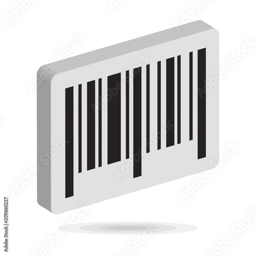 Isometric 3D Barcode Icon for Product Identification and Retail