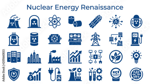 фотографія Nuclear Energy Renaissance Icon Set Power Generation Innovation Renewable Future