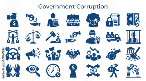 Φωτογραφία Government Corruption Icons Illustrating Bribery Embezzlement Crime and Justice
