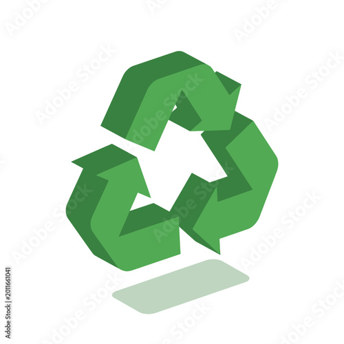 Green 3D Recycling Symbol Icon - Isometric Perspective