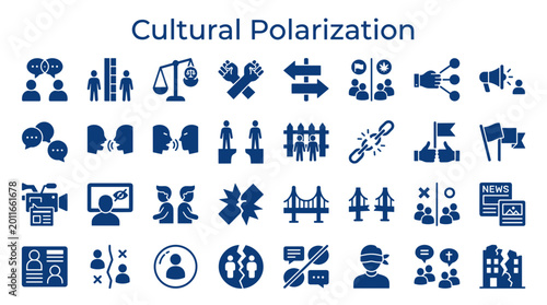 Photos Cultural Polarization Icons Representing Societal Division and Disagreement Visu