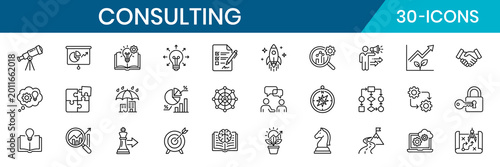 Consulting Thin Line Icon Set