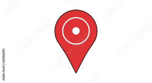 Free Download Red location pin marker with concentric circles and white dot on white background - GFXLoad