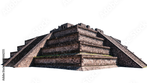 Foto Ancient stone pyramid with steep stairs, isolated on transparent background