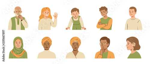 Tableau sur toile Diverse People Characters Collection Set, Flat Style Inclusion Illustration