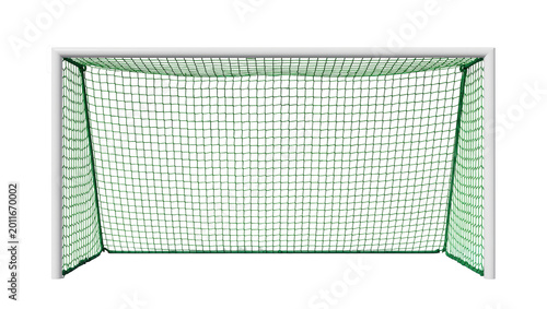 Obraz na płótnie Green soccer goal net with white frame, isolated on transparent background