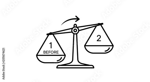 Balance Scale Icon with Before and After Concept