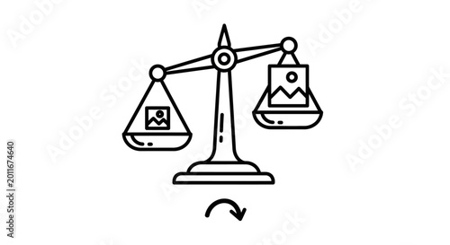 Balance Scale Icon with Image Comparison Concept