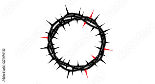 Fotografi Crown of Thorns, Symbol of Suffering and Redemption, Isolated on White
