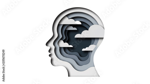 Tableau sur toile Creative human head silhouette with brain puzzle illustration Vector