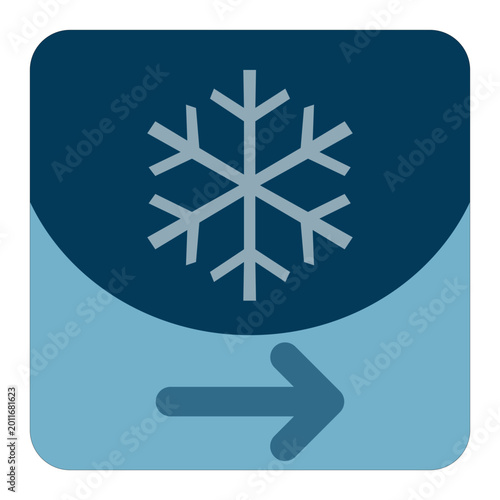 Pictogram with snowflake and an arrow