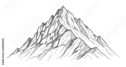 Fotografie Black and white of a jagged mountain peak rock monochrome
