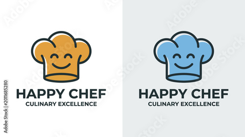 Schilderij op canvas This cheerful logo design features a smiling chef hat, encapsulating happiness and culinary excellence for brands in food and hospitality sectors
