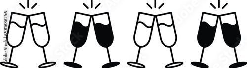 Tableau sur toile Celebratory clinking of wine and champagne glasses in a toast sequence