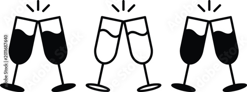 Foto Three pairs of clinking wine glasses symbolizing celebration and camaraderie