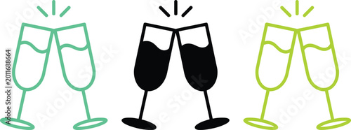 Canvastavla Celebratory wine glasses clinking in various artistic styles