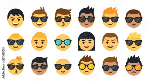 Faces with sunglasses on white background ai dashboard data visualization futuristic interface analytics UI digital technology
