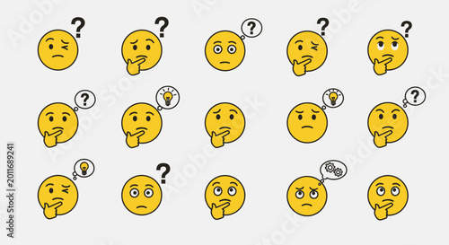 Bild auf Leinwand Confused emoticon faces with question marks ai dashboard data visualization futu