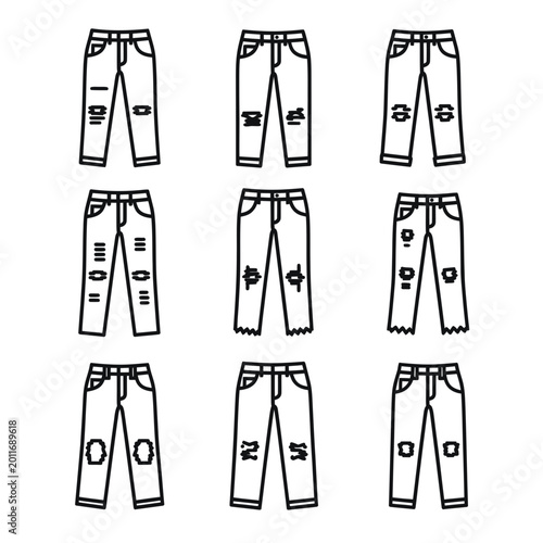 Canvastavla Distressed Jeans Icons: Ripped Denim Fashion Set