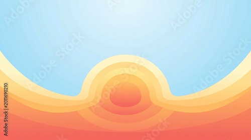 Vibrant radial sunrise gradient with warm horizon glow
