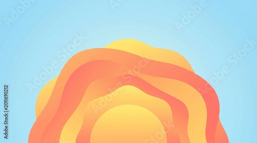 Vibrant radial gradient sunrise with warm color layers against clear blue sky