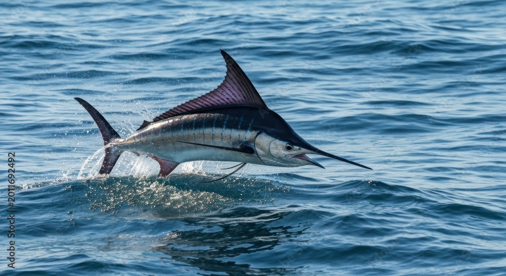 Fototapeta premium A marlin leaping from the ocean