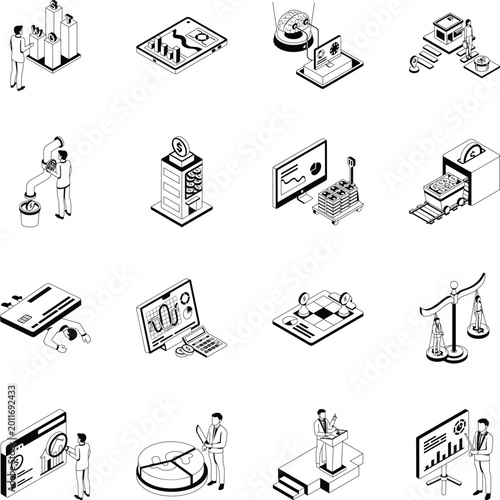 Set of Isometric Style Business Illustrations 
