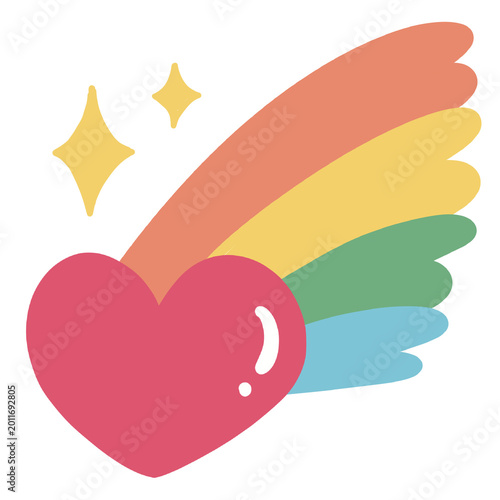 Rainbow heart sticker illustration