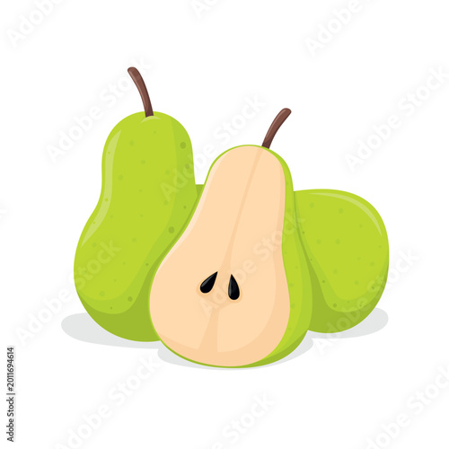 Soft Shaded Fresh Green Pears Group Vector Graphic
