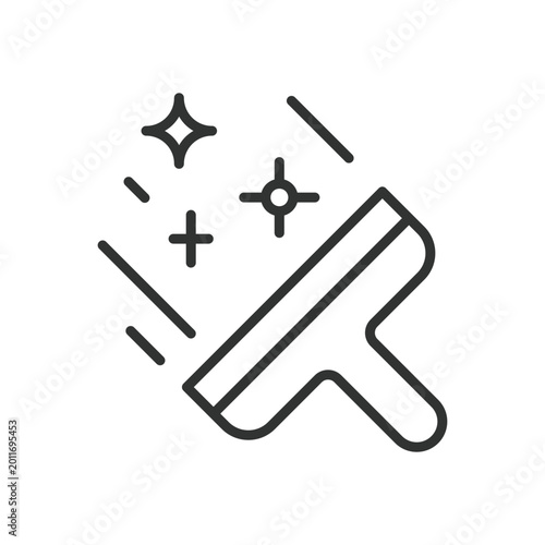 Window squeegee icon in line design. squeegee, window, cleaning, glass, hygiene, clean, service on white background vector. Window squeegee editable stroke icon