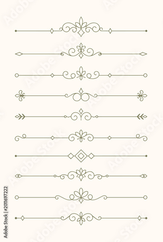Minimalist Decorative Divider Line Set Elegant Vintage Ornament Border Collection Vector