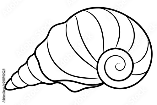 Minimal Seashell Spiral Outline SVG | Nautical Shell Line Art Vector