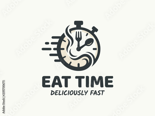 Photos This logo features a stylized clock with a spoon, cleverly merging the concepts of time and speed in relation to delicious food experiences for consumers
