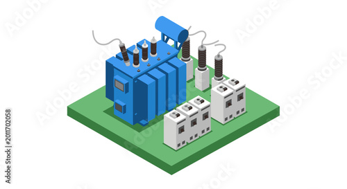 Power Transformer Electrical Substation Isometric Illustration