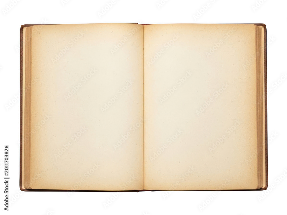 Naklejka premium Open vintage book with empty pages