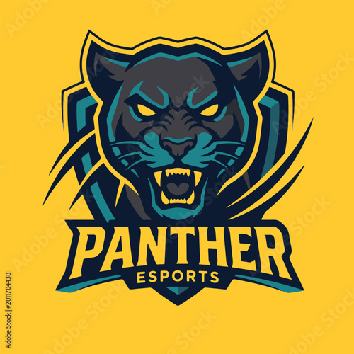 panther esports mascot logo bold design