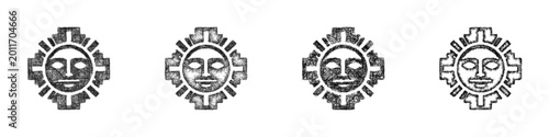 Quadro em tela Sketch inca sun icon design set