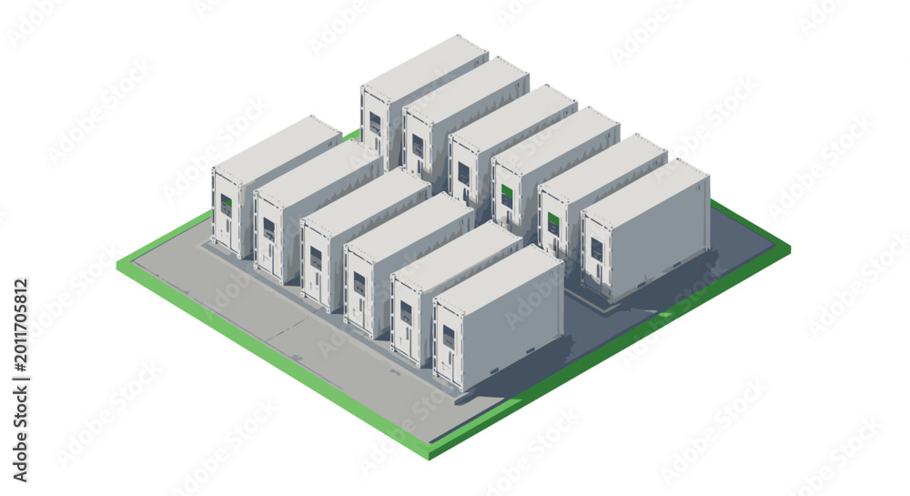 Fototapeta premium Battery energy storage system containers on concrete platform