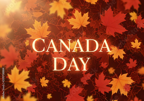 Canada day celebration with autumn maple leaves