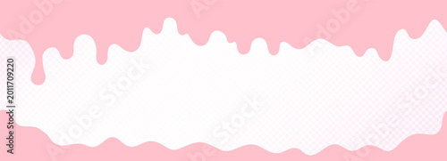 Fotografija Strawberry cream melt texture with wavy bubblegum splashes